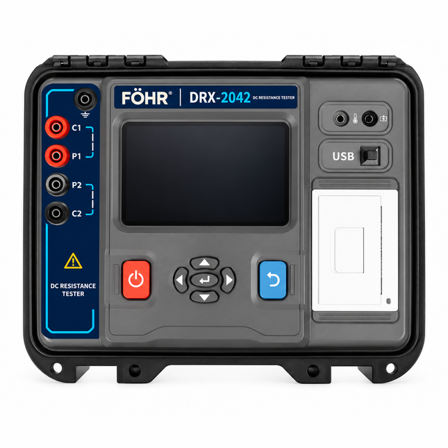 FÖHR DRX2042 Dispositivo de prueba de resistencia de CC de cuatro hilos para bobinado de transformador de fase de 20 A, ducter/ probador de bobinado o devanados