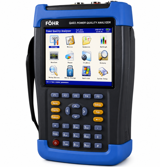 FÖHR QA03  Analizador de Calidad de Energia de 3 fases Clase A IEC 61000-4-30