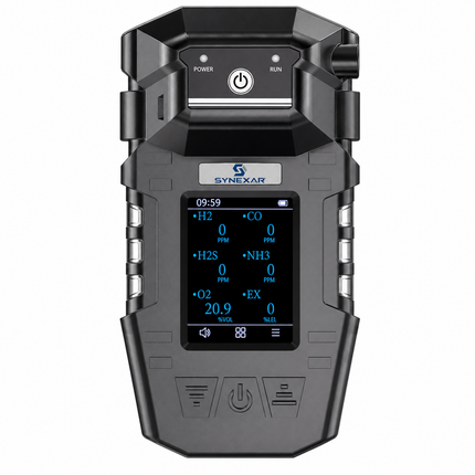SYNEXAR GAS MG-600 Detector multigas 6 en 1 de alta tecnologia, H2S, CO, O2, TVOC, CO2, NO2, CH4, CO, SO2, CL2, NH3, PH3 y HCL