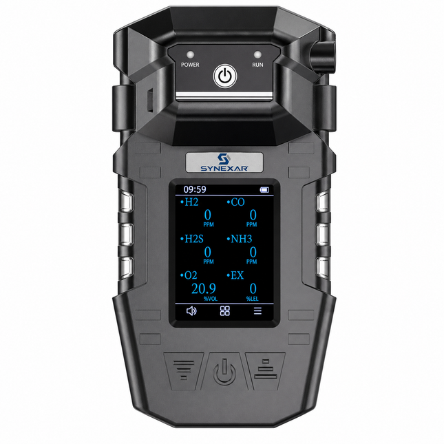 SYNEXAR GAS MG-600 Detector multigas 6 en 1 de alta tecnologia, H2S, CO, O2, TVOC, CO2, NO2, CH4, CO, SO2, CL2, NH3, PH3 y HCL