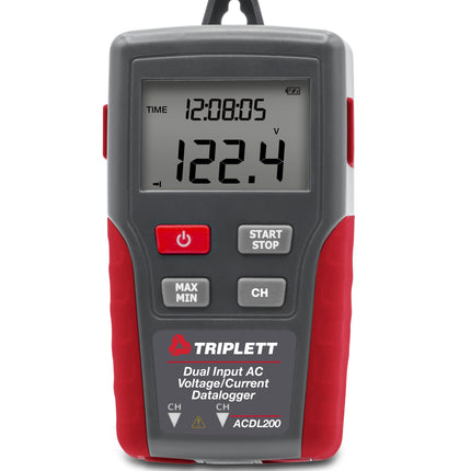 Registrador de datos de voltaje/corriente CA de verdadero valor eficaz (RMS) de doble entrada