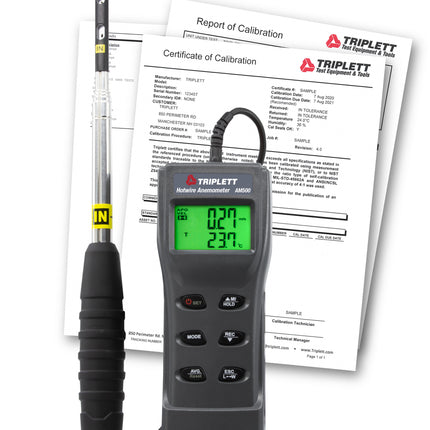 Termoanemómetro de hilo caliente con certificado de trazabilidad al NIST