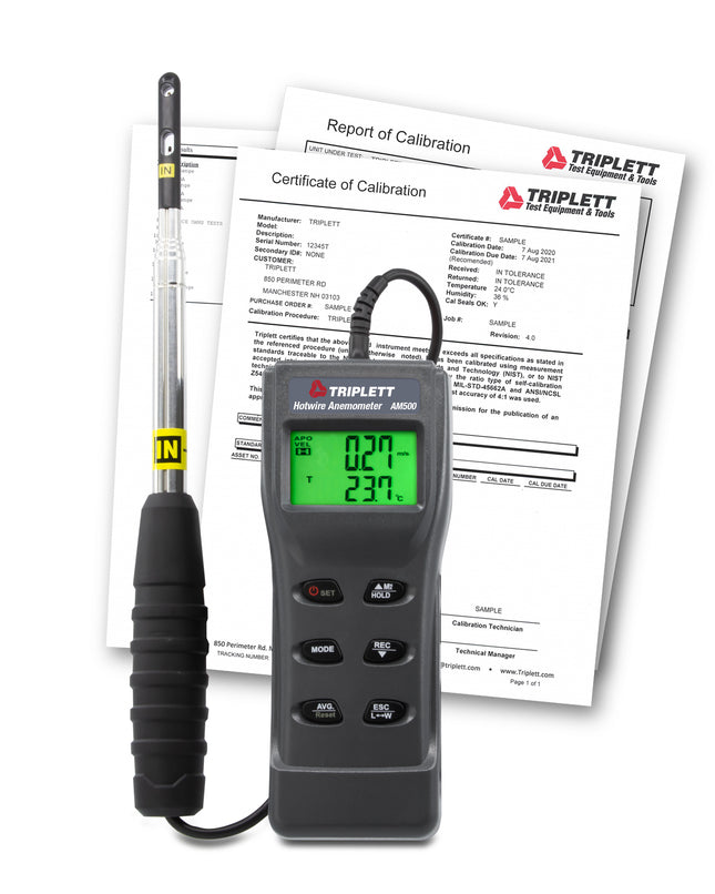 Termoanemómetro de hilo caliente con certificado de trazabilidad al NIST