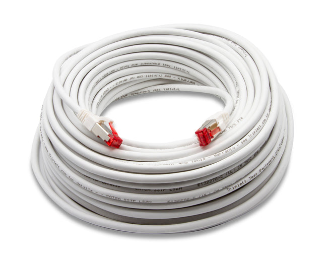 Cable de conexión Cat 6A 10 GBPS de grado profesional, SSTP 26 AWG, 100 pies, blanco