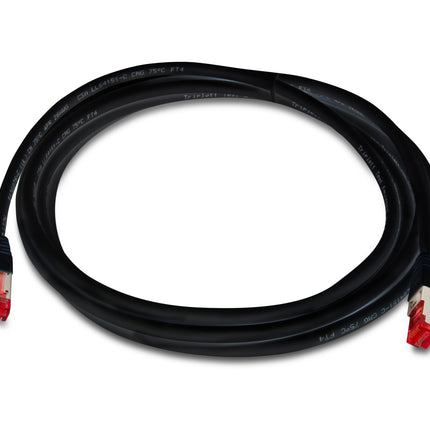 Cable de conexión Cat 6A 10 GBPS de grado profesional, SSTP 26 AWG, 10 pies, negro