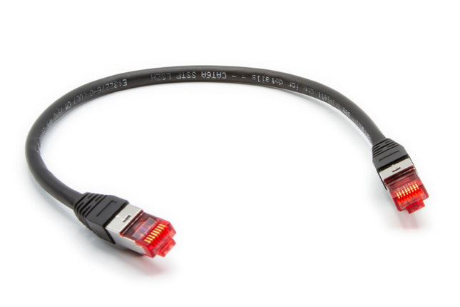 Cable de conexión Cat 6A 10 GBPS de grado profesional, SSTP 26 AWG, 1', negro