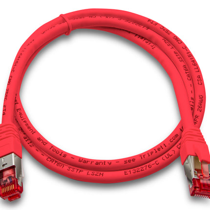 Cable de conexión Cat 6A 10 GBPS de grado profesional, SSTP 26 AWG, 3', rojo