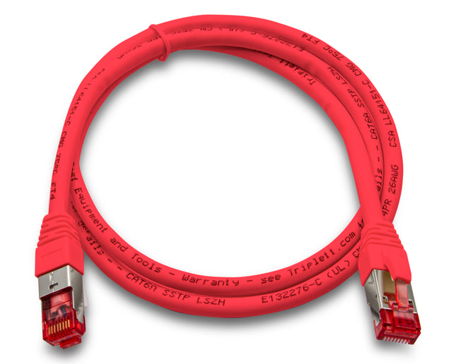 Cable de conexión Cat 6A 10 GBPS de grado profesional, SSTP 26 AWG, 3', rojo