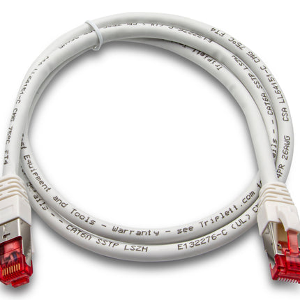 Cable de conexión CAT 6A 10 GBPS de grado profesional, SSTP 26 AWG, 3', blanco