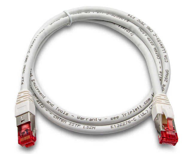 Cable de conexión CAT 6A 10 GBPS de grado profesional, SSTP 26 AWG, 3', blanco