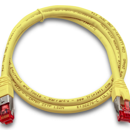 Cable de conexión Cat 6A 10 GBPS de grado profesional, SSTP 26 AWG, 3', amarillo