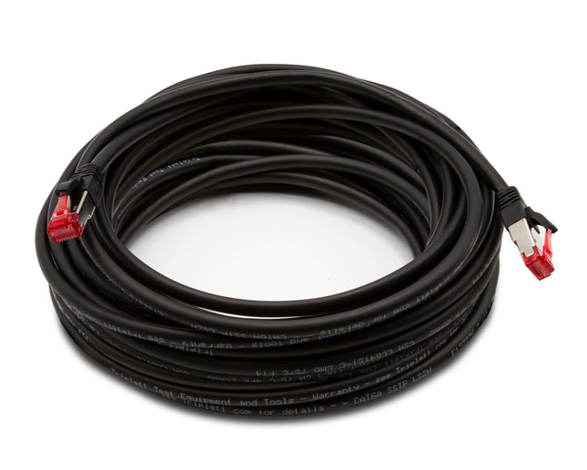Cable de conexión Cat 6A 10 GBPS de grado profesional, SSTP 26 AWG, 50 pies, negro