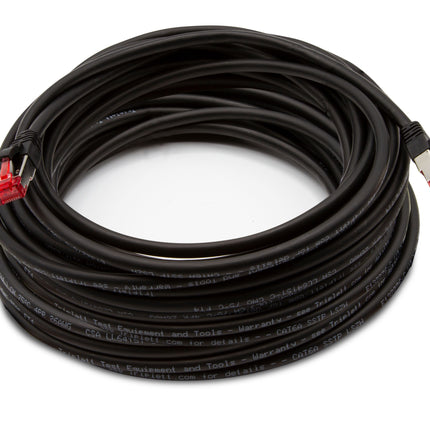 Cable de conexión Cat 6A 10 GBPS de grado profesional, SSTP 26 AWG, 75 pies, negro