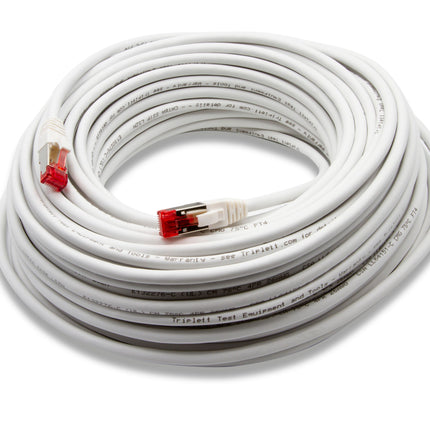 Cable de conexión Cat 6A 10 GBPS de grado profesional, SSTP 26 AWG, 75 pies, blanco