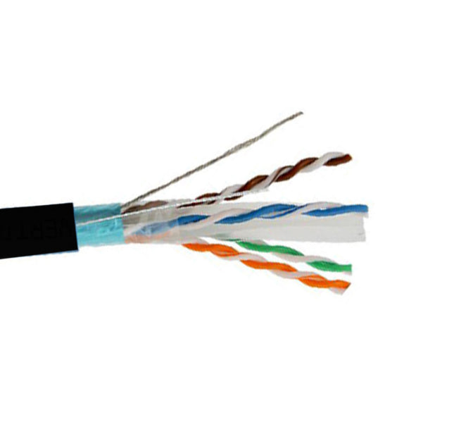 Cable CAT6A FTP blindado de 23 AWG, 1000 pies, negro
