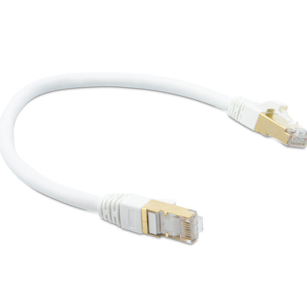 Cable de conexión CAT7 SF/FTP de 25 pies, blanco, 26 AWG, trenzado