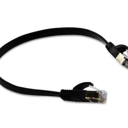 Cable de conexión plano Cat7 SSTP de 5 pies, negro, 28 AWG, trenzado