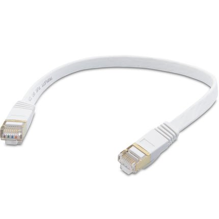 Cable de conexión plano Cat7 SSTP de 5 pies, blanco, 28 AWG, trenzado