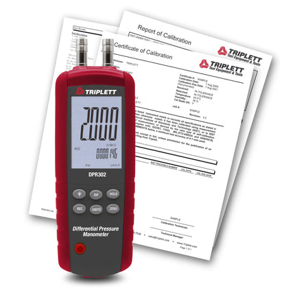 Manómetro de presión diferencial, 2 psi con certificado de trazabilidad al N.I.S.T.
