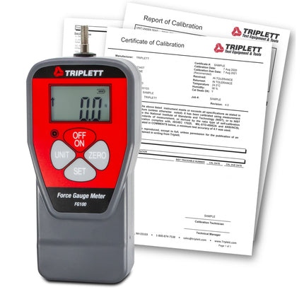 Medidor de fuerza digital (100 lb) con certificado de trazabilidad al NIST