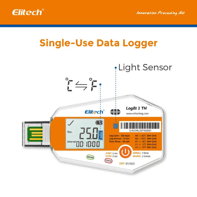 Datalogger Temperatura Humedad Desechable Elitech