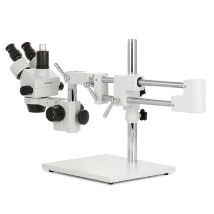 AmScope SM-4 Series Zoom Trinocular Stereo Microscope with Auto Focus Camera on Double Arm Boom Stand