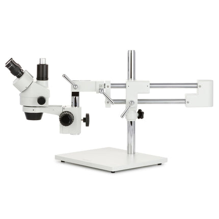 AmScope SM-4 Series Zoom Trinocular Stereo Microscope with Auto Focus Camera on Double Arm Boom Stand