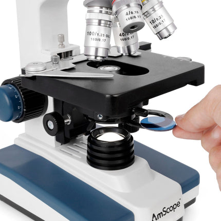 AmScope B120 Series Student & Professional LED Binocular Compound Microscope w/Siedentopf Head, 3D Mechanical Stage & Optional Digital Camera