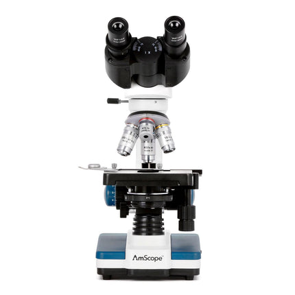 AmScope B120 Series Student & Professional LED Binocular Compound Microscope w/Siedentopf Head, 3D Mechanical Stage & Optional Digital Camera