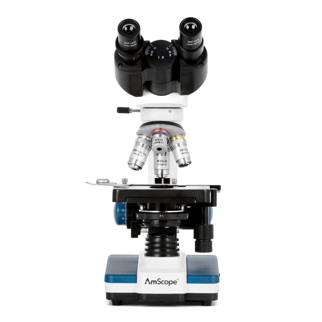 AmScope B120 Series Student & Professional LED Binocular Compound Microscope w/Siedentopf Head, 3D Mechanical Stage & Optional Digital Camera