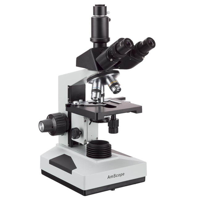 AmScope T490 Series Simul-Focal Darkfield Trinocular Compound Microscope with 20W Halogen and Optional Digital Camera