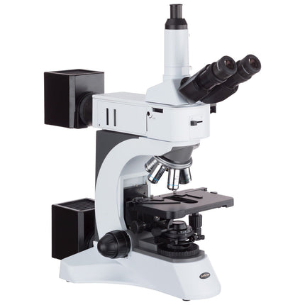 AmScope ME520 Series Infinity-Corrected Darkfield Metallurgical Trinocular Compound Microscope with Polarization and Optional Digital Camera