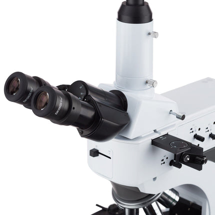 AmScope ME520 Series Infinity-Corrected Darkfield Metallurgical Trinocular Compound Microscope with Polarization and Optional Digital Camera