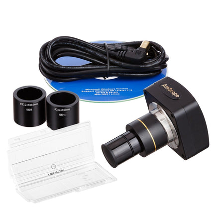 AmScope SM-3 Series Zoom Trinocular Stereo Microscope with Optional Digital Camera on Single Arm Boom Stand