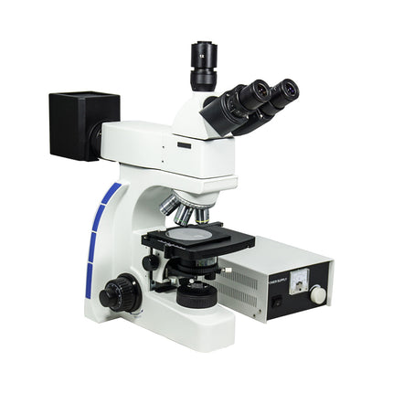 100X-800X Metallurgical Microscope, Trinocular, Dual Halogen Light, Bright Field + Polarizing Kit