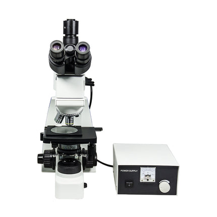 100X-800X Metallurgical Microscope, Trinocular, Dual Halogen Light, Bright Field + Polarizing Kit