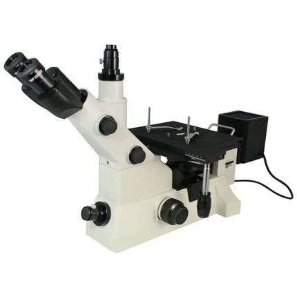 50X-1000X Inverted Metallurgical Microscope, Trinocular, Halogen Light, Dark Field + Polarizing Kit