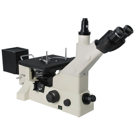 50X-1000X Inverted Metallurgical Microscope, Trinocular, Halogen Light, Dark Field + Polarizing Kit