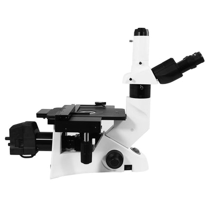 Microscopio Metalúrgico Invertido Trinocular 40X-400X, Halógeno, Platina Mecánica, Kit Polarizador