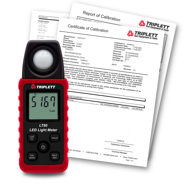 Medidor de luz LED LT80 con certificado de trazabilidad al N.I.S.T.