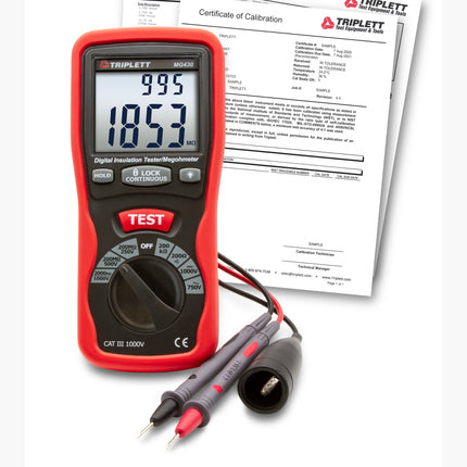 Probador de aislamiento digital MG430 con certificado de trazabilidad al N.I.S.T.