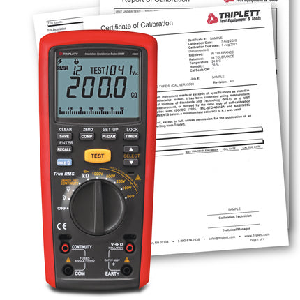 Probador de resistencia de aislamiento MG500 con certificado de trazabilidad al N.I.S.T.