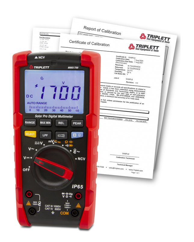 Multímetro digital Solar Pro con certificado de trazabilidad al NIST