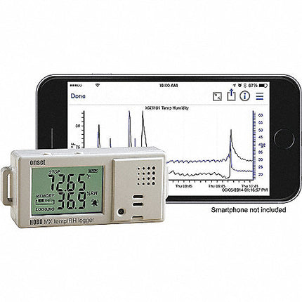 Registrador de temperatura y humedad con Bluetooth, 1% a 90%, Onset, HOBO MX1101