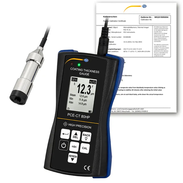 Espesímetro de precisión PCE-CT 80HP-F5N3-ICA incl. certificado calibración ISO