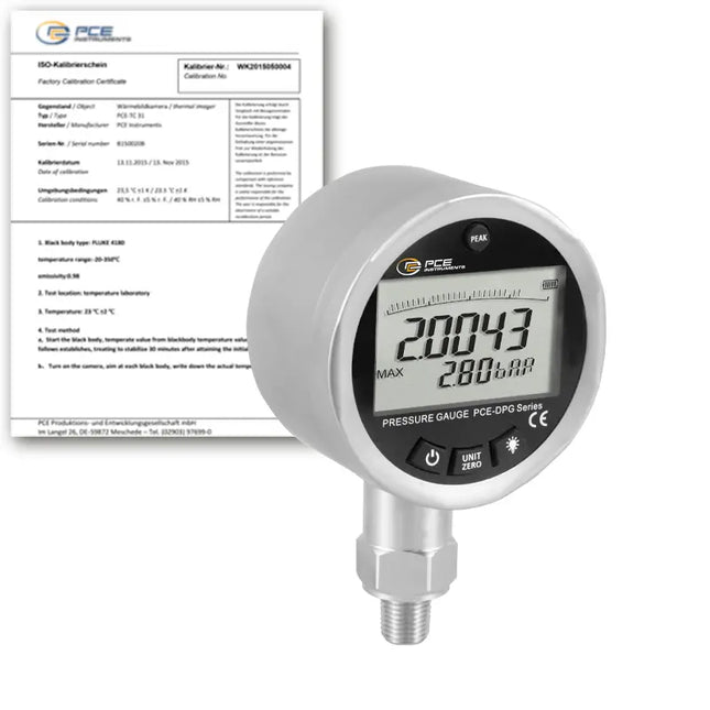 Manómetro PCE-DPG 3-ICA incl. certificado de calibración ISO