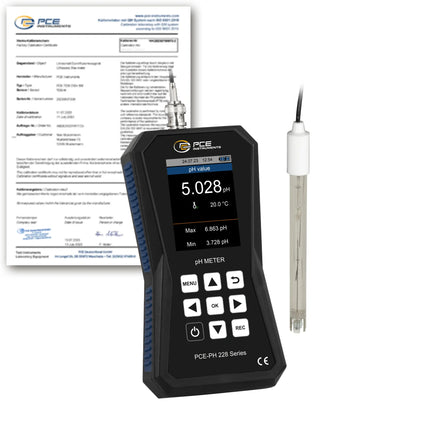 pH-metro PCE-PH 228-ICA incl. certificado calibración ISO