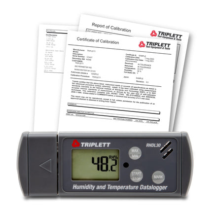 Registrador de datos de temperatura y humedad en formato PDF con certificado de trazabilidad según NIST