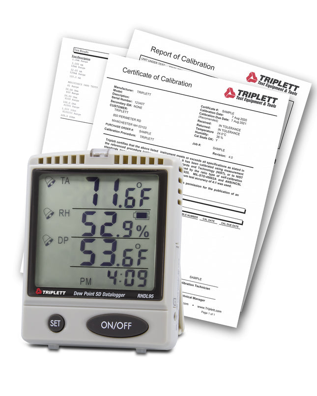 Registrador de datos SD de humedad relativa, temperatura y presión atmosférica con certificado de trazabilidad según NIST