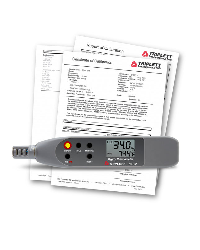 Bolígrafo higrotermómetro con certificado de trazabilidad al NIST